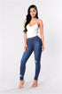 Women's Ripped Jeans Mid Waist Skinny Pants Pencil Pants